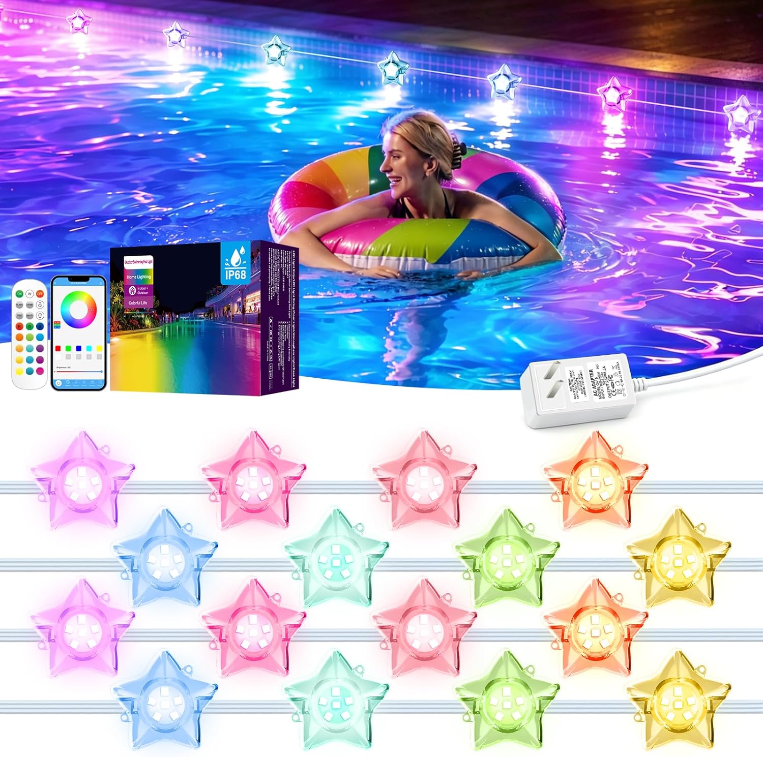 Pool Light Solar Rechargeable - ソーラープールライト オールシーズン マルチカラー