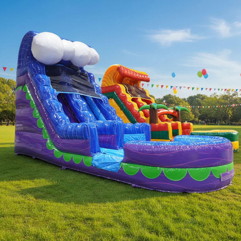 Water Slide Inflatable - 商業用裏庭スライドレンタル、子供と大人向けプール付きインフレータブルウォータースライド