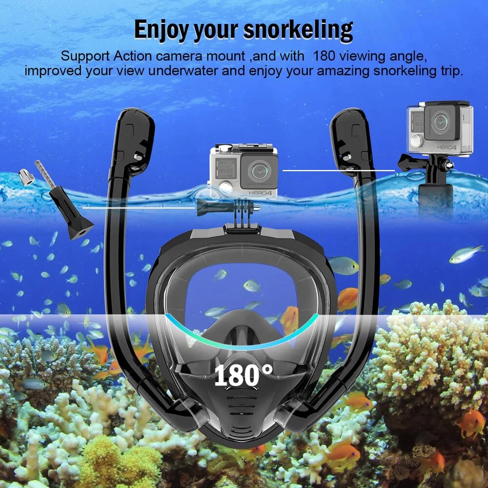 フルフェイスシリコンシュノーケルマスク、360 ° パノラマ - Snorkel Mask Full Face のレビューと価格