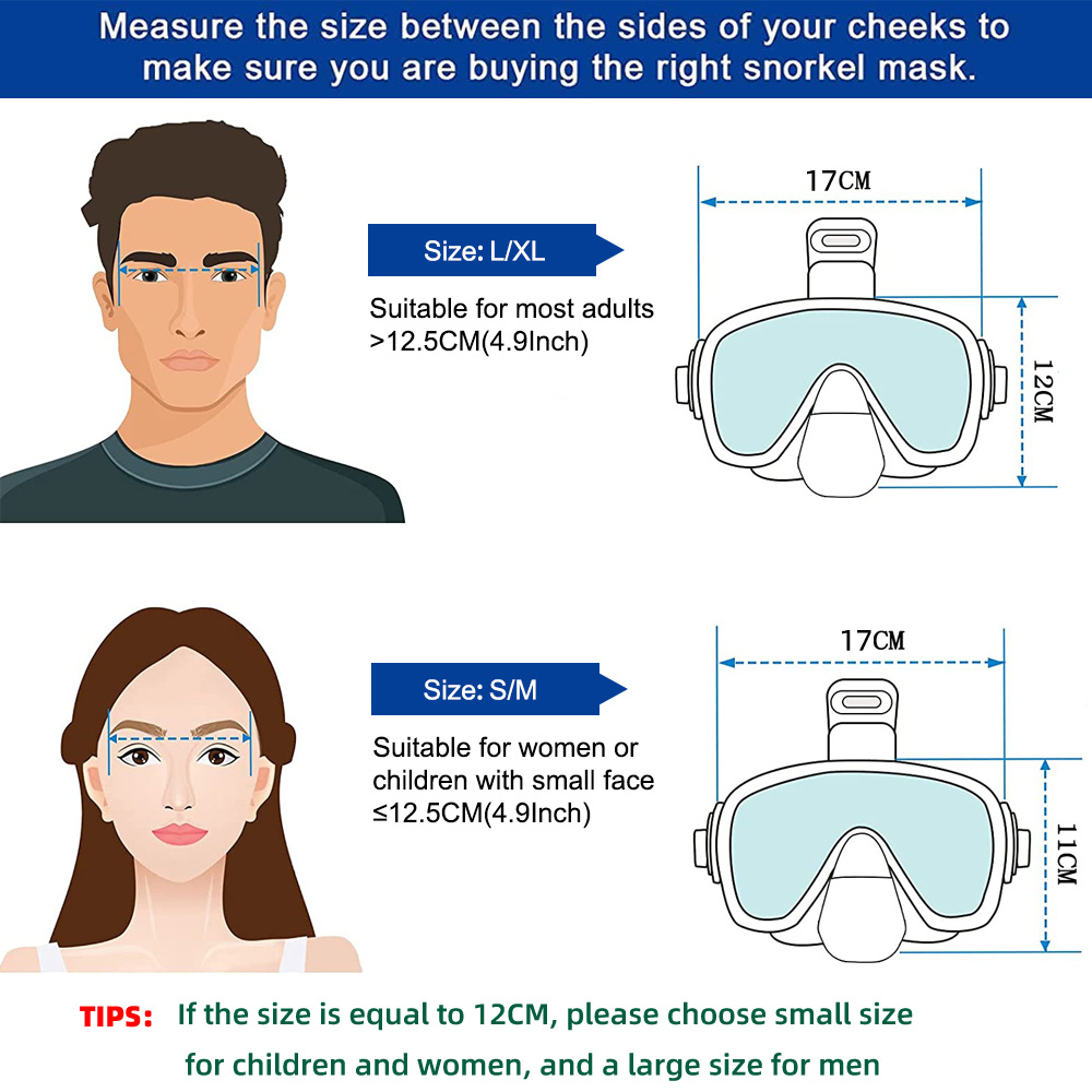 ダイビングマスク 折りたたみ式曇り止めシュノーケルマスクセッ - Snorkel Mask Full Face のレビューと価格