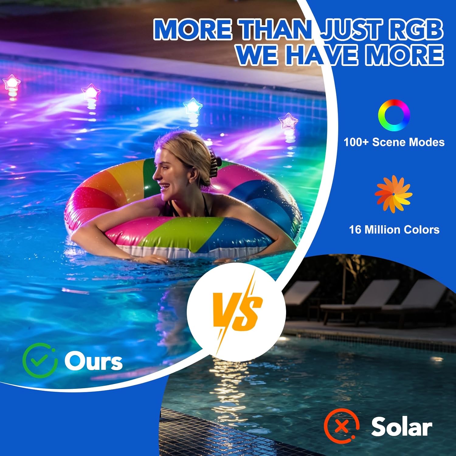ソーラープールライト オールシーズン マルチカラー - Pool Light Solar Rechargeable のレビューと価格