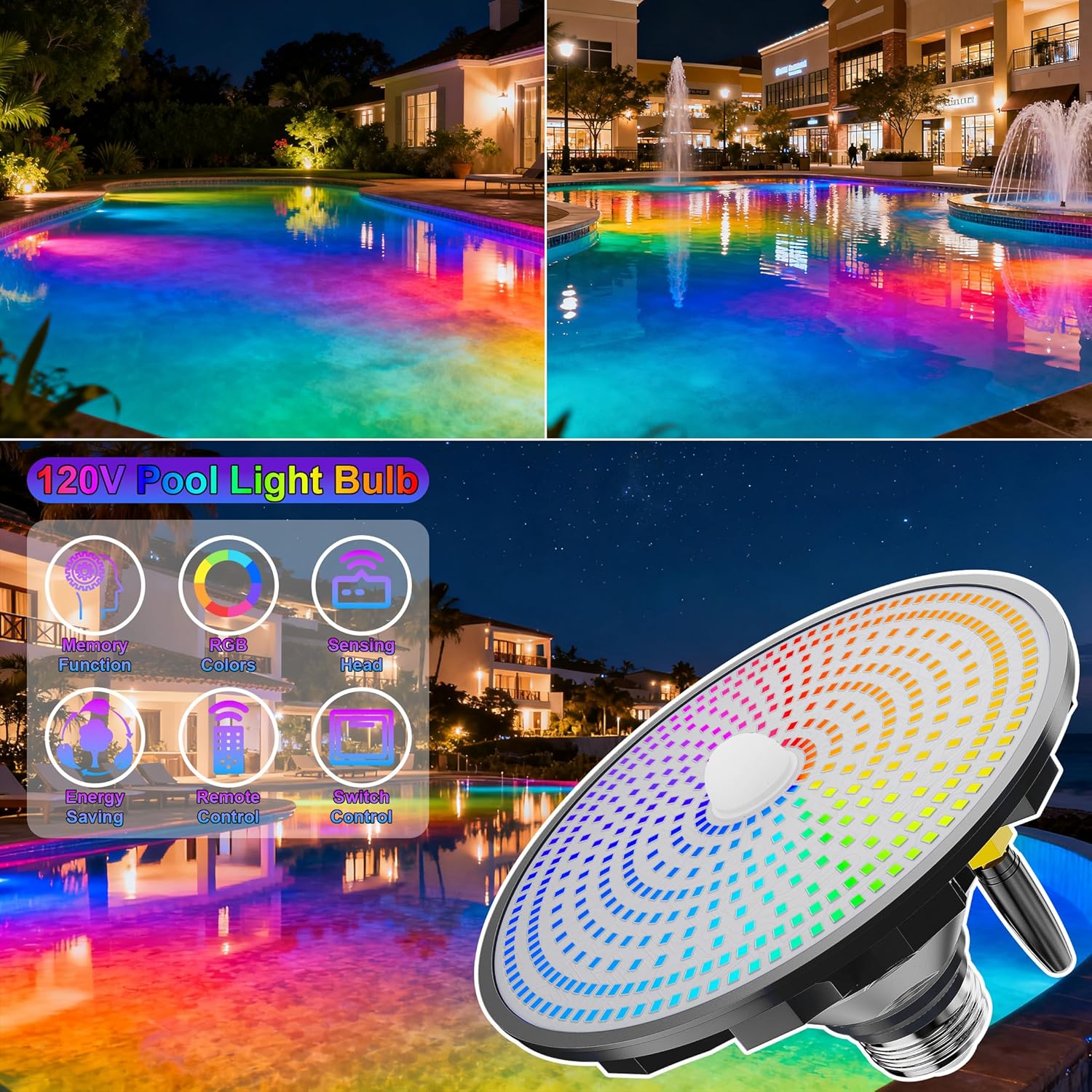 ソーラープールライト オールシーズン マルチカラー - Pool Light Solar Rechargeable のレビューと価格