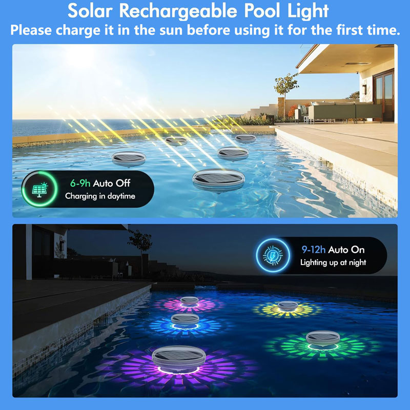 プールライト、ソーラー充電式フローティング、リモコン付きフロ - Pool Light Solar Rechargeable のレビューと価格