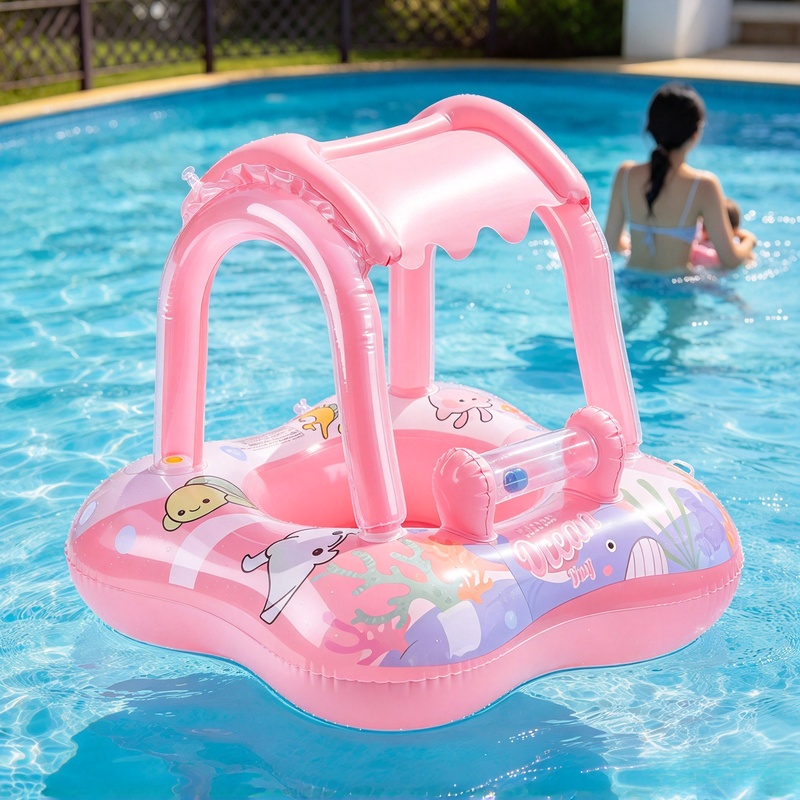 日よけ付きのインフレータブルプール用ラウンジフロート。夏のプ - Pool Lounger Inflatable のレビューと価格