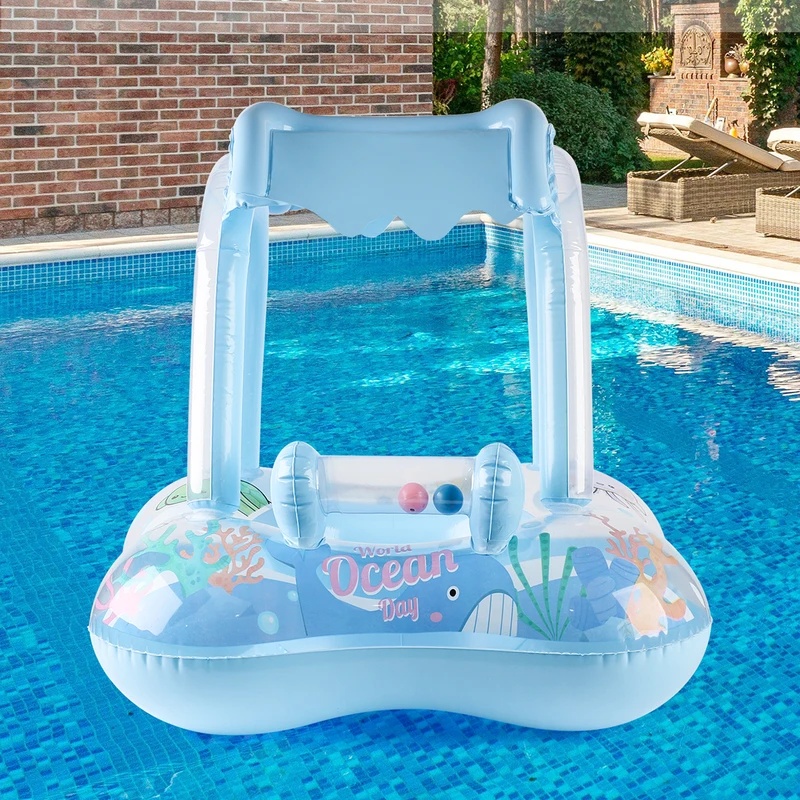 日よけ付きのインフレータブルプール用ラウンジフロート。夏のプ - Pool Lounger Inflatable のレビューと価格